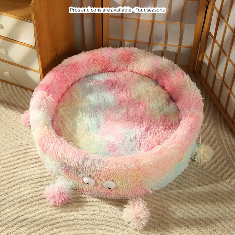 Winter Warm Cute Monster Style Round Pet Nest Bed