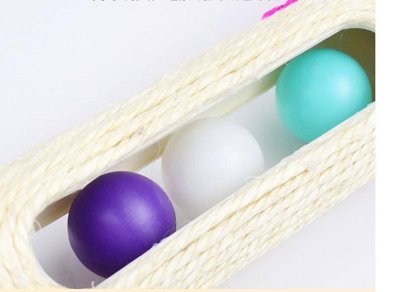 Three Piece Sisal Drum Pet Toy Set Scratching Play Balls