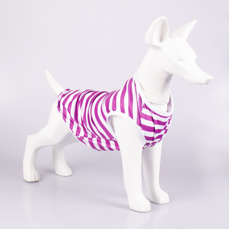 Pet Striped Crew Neck Tank Top Clothing Shirt