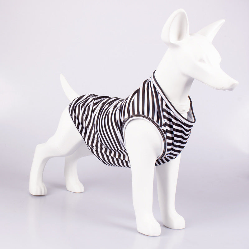 Pet Striped Crew Neck Tank Top Clothing Shirt
