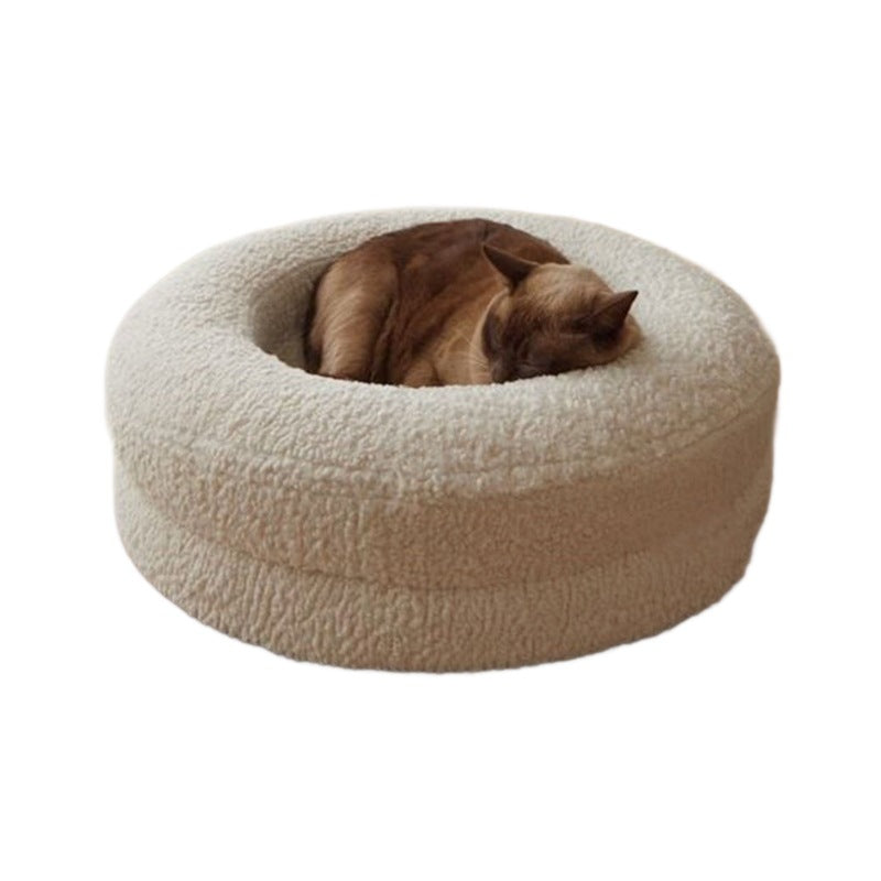 Solid Color Leisure Round Pet Nest Soft Sleeping Bed