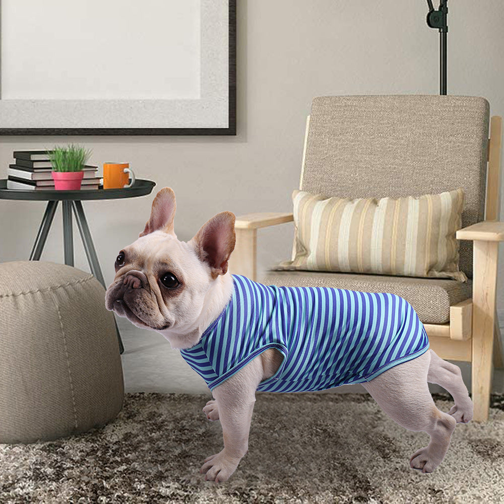 Pet Striped Crew Neck Tank Top Clothing Shirt