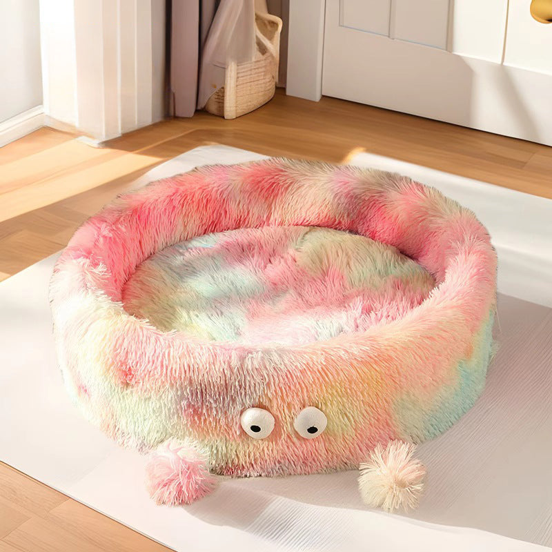 Winter Warm Cute Monster Style Round Pet Nest Bed