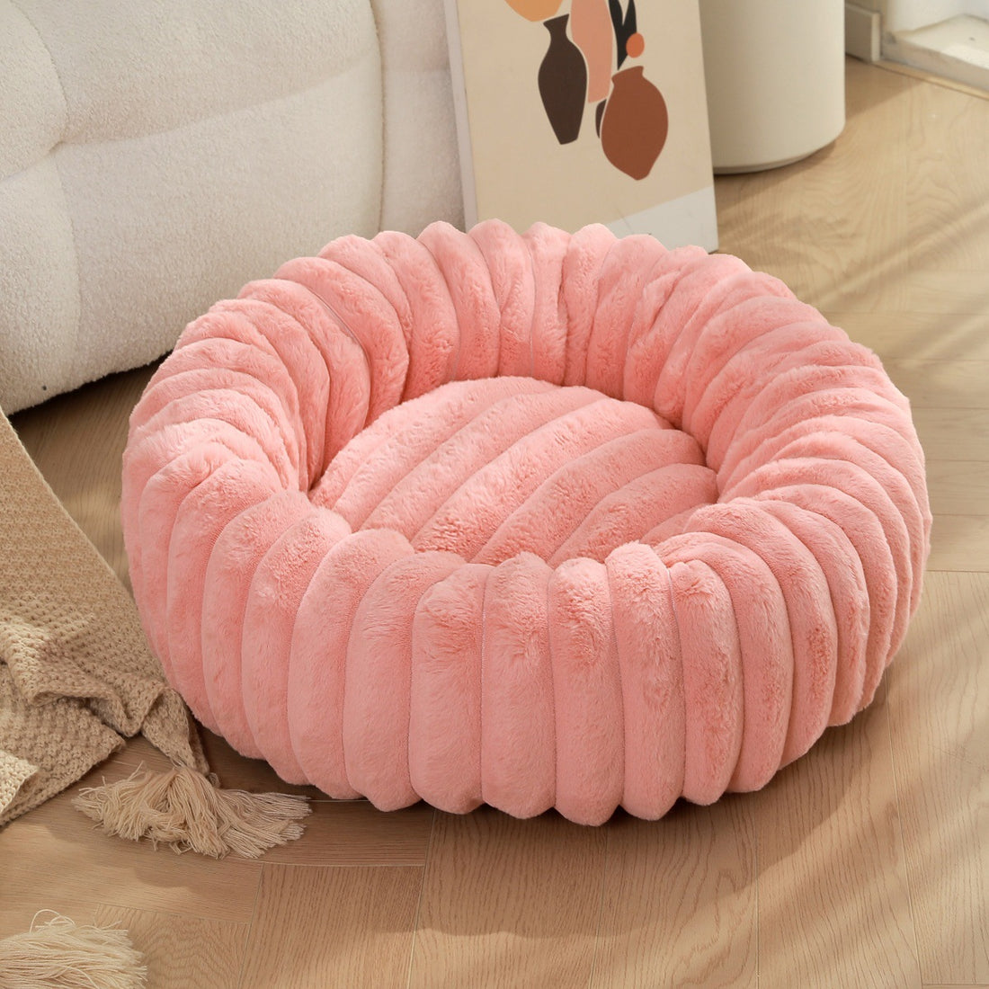 High Density Plush Round Winter Warm Pet Nest Sleeping Bed