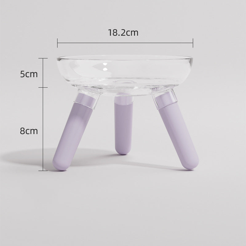 Transparent Glass Pet Feeding And Water Bowl Anti Knock Holder