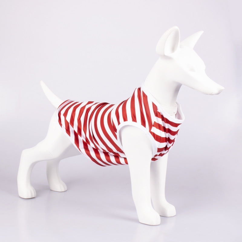 Pet Striped Crew Neck Tank Top Clothing Shirt