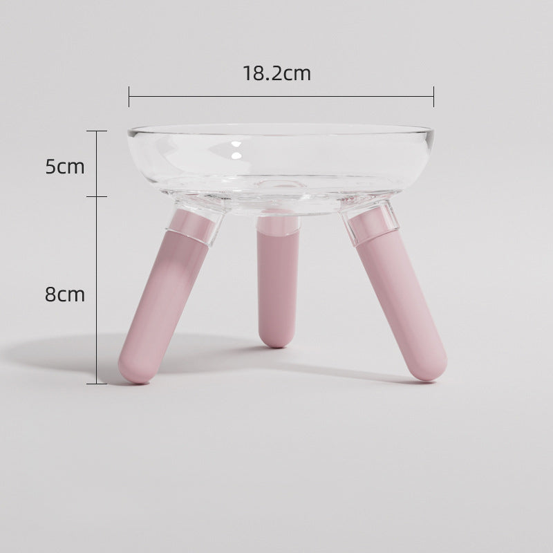 Transparent Glass Pet Feeding And Water Bowl Anti Knock Holder