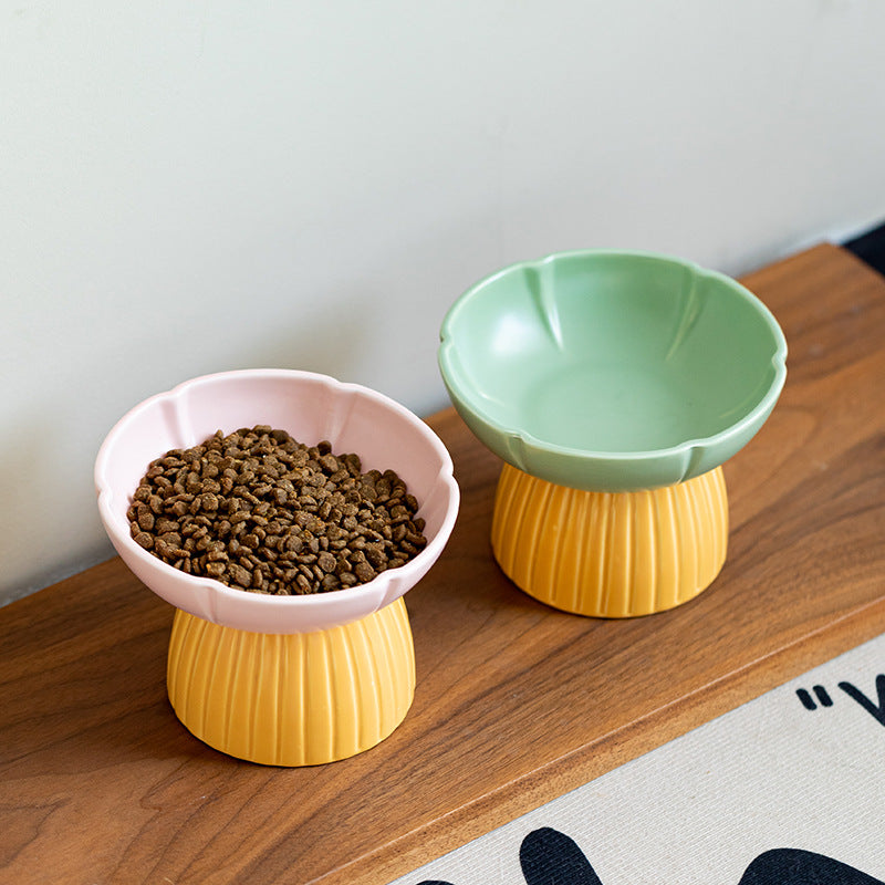 Macaron Color Ceramic Pet Feeding Bowl Set Dish