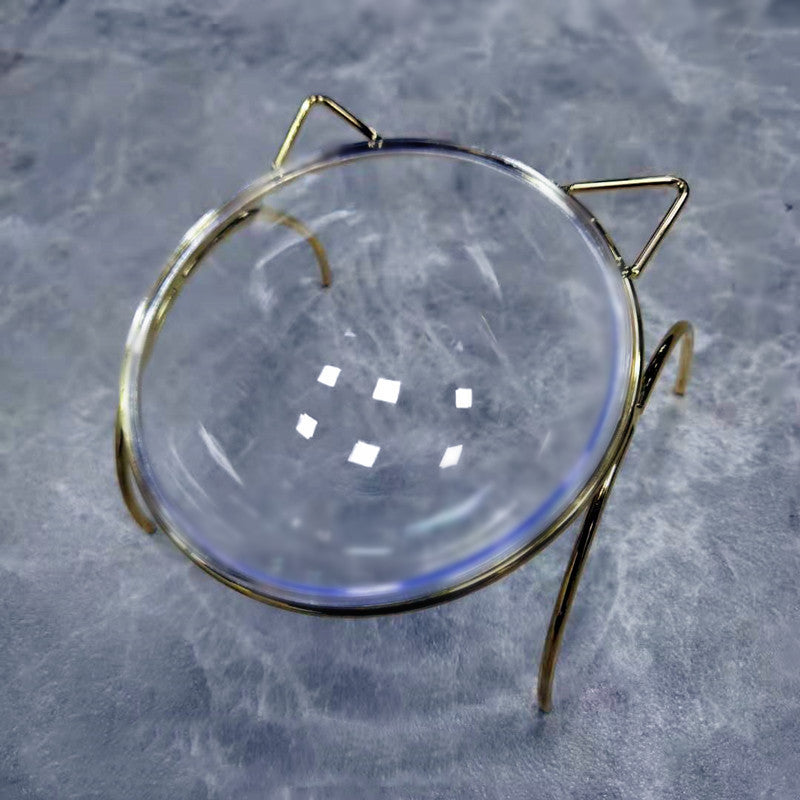 Glass Pet Feeding And Water Bowl With Metal Rack Stand