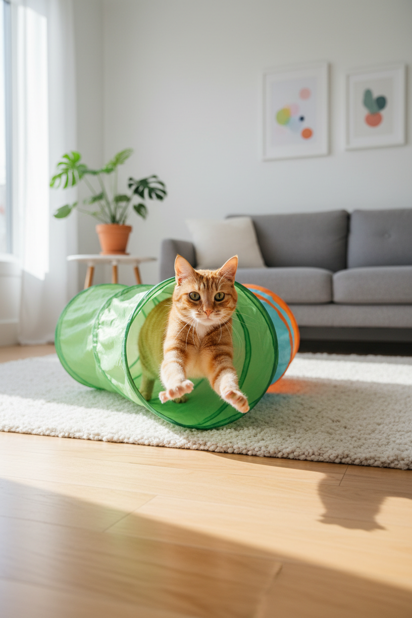 Collapsible Pet Tunnel Play Toy – Interactive Play Channel for Cats & Dogs