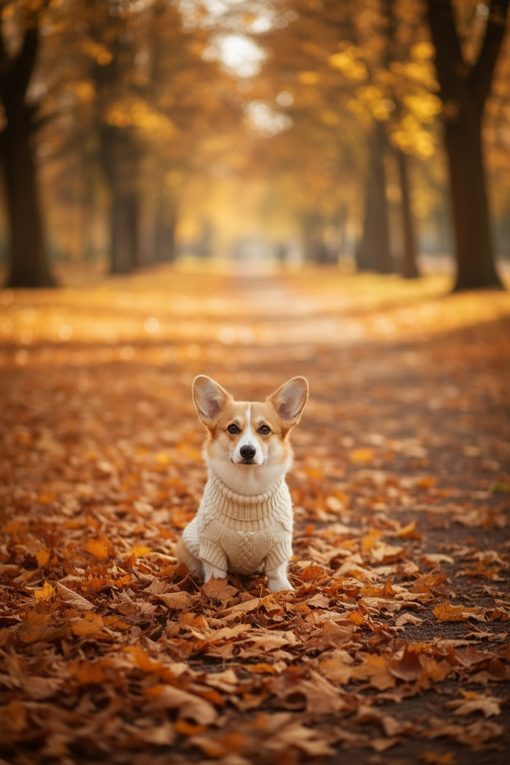 Corgi Dog Fall Winter T-Shirt – Cute Seasonal Clothing for Small Dogs