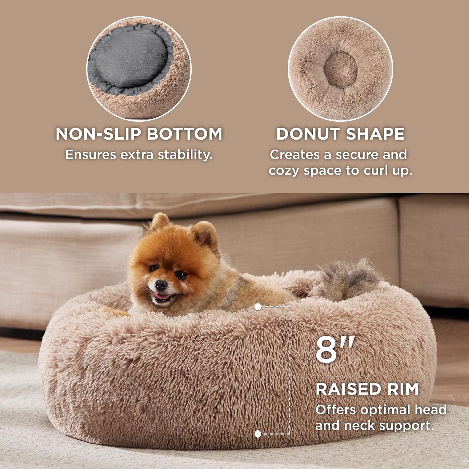 Non Slip Plush Round Pet Bed Indoor Soft Cushion Mat