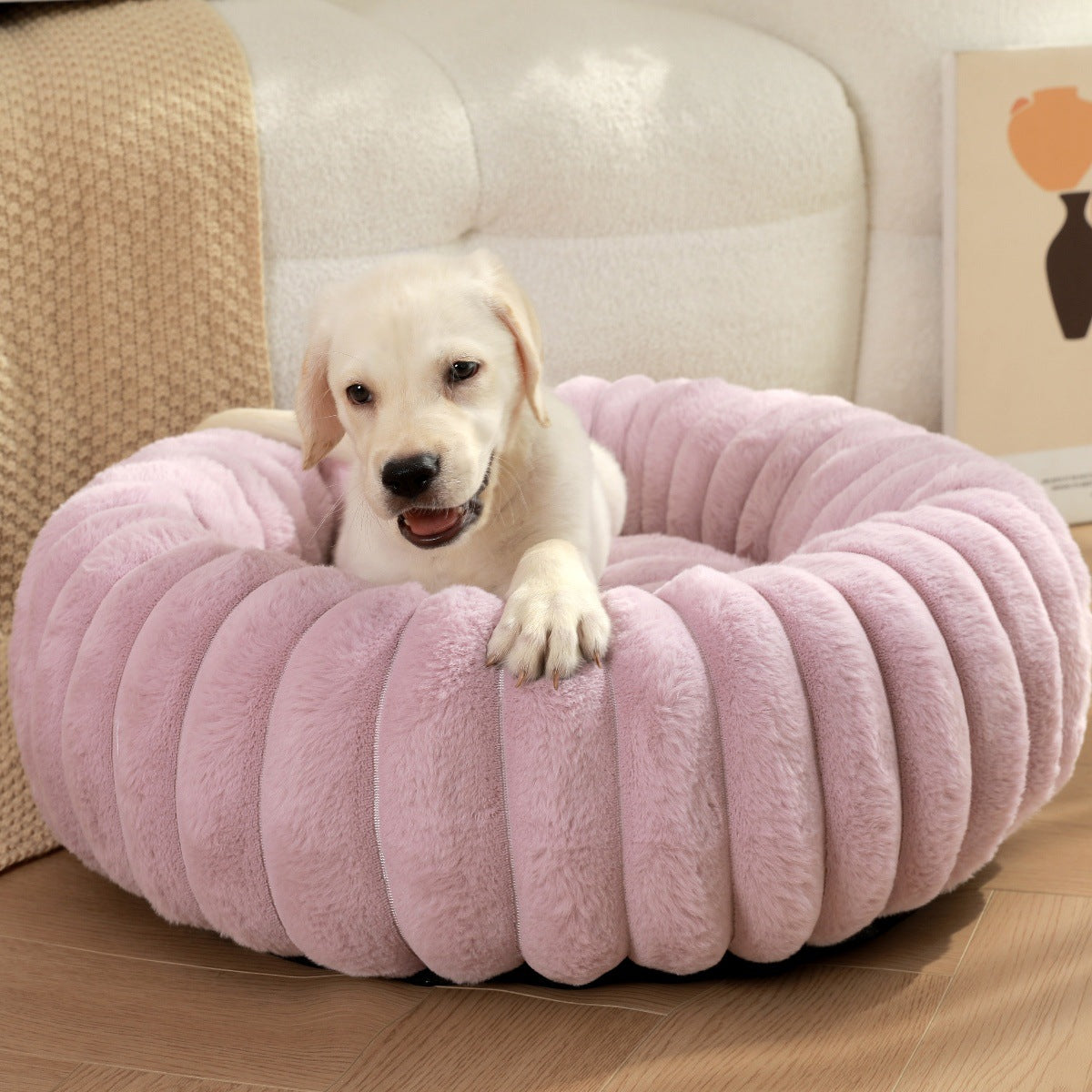 High Density Plush Round Winter Warm Pet Nest Sleeping Bed