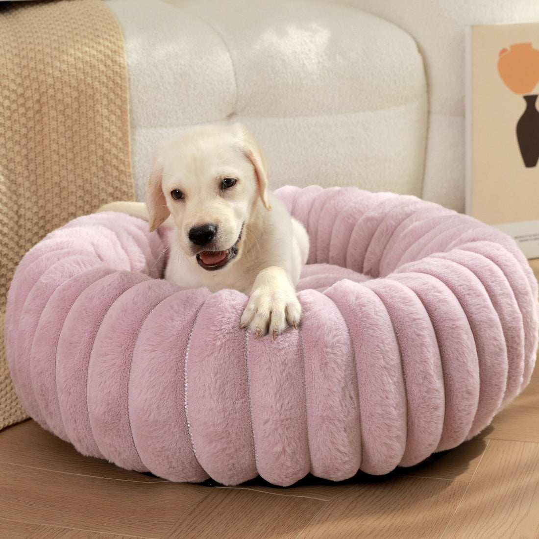High Density Plush Round Winter Warm Pet Nest Sleeping Bed