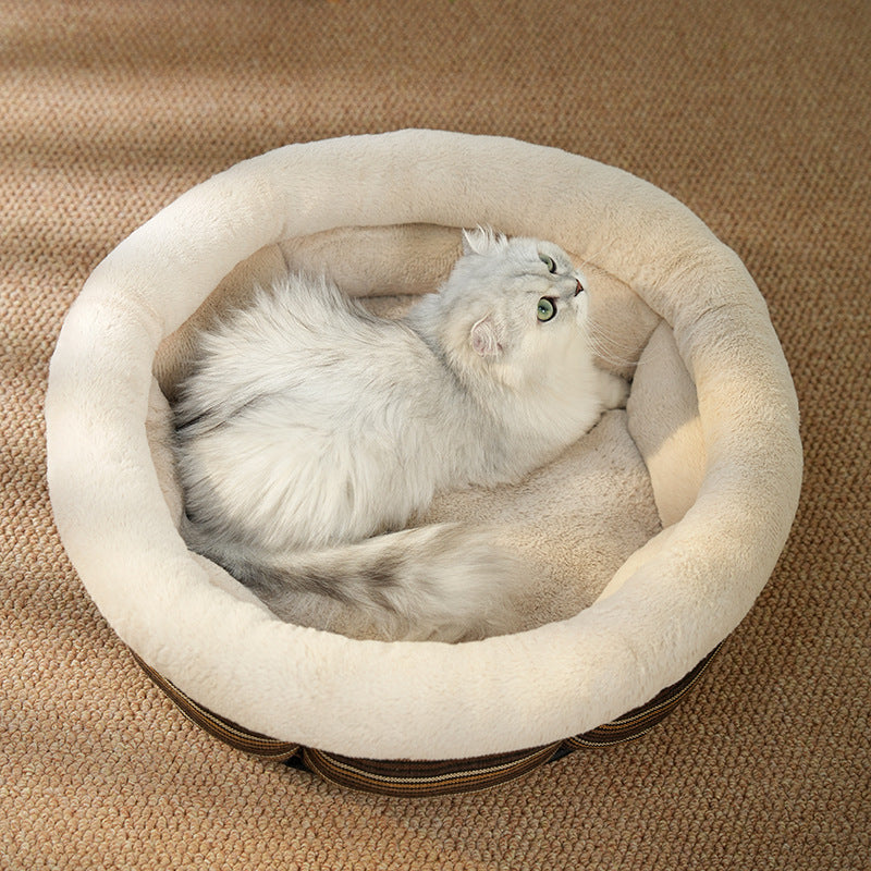 Linen Round Non Slip Pet Bed Sleeping Nest Mat