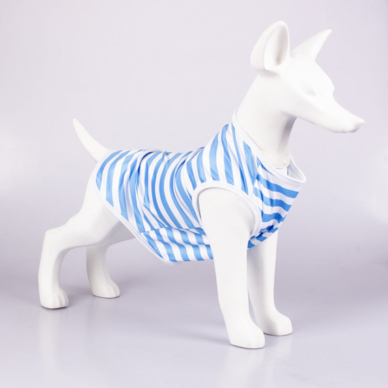 Pet Striped Crew Neck Tank Top Clothing Shirt