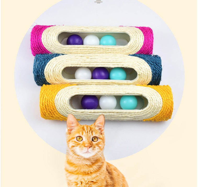 Three Piece Sisal Drum Pet Toy Set Scratching Play Balls