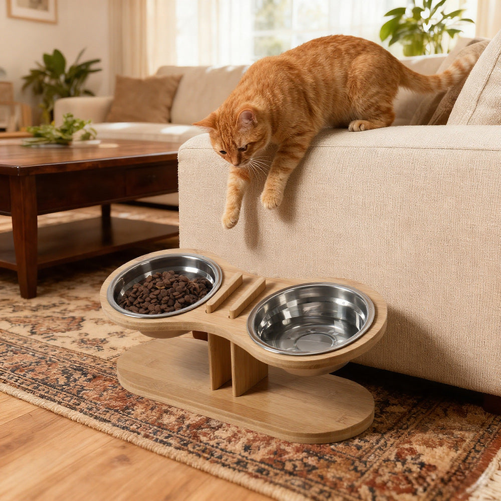 Adjustable Tilted Pet Feeding Stand Bowl Holder Rack