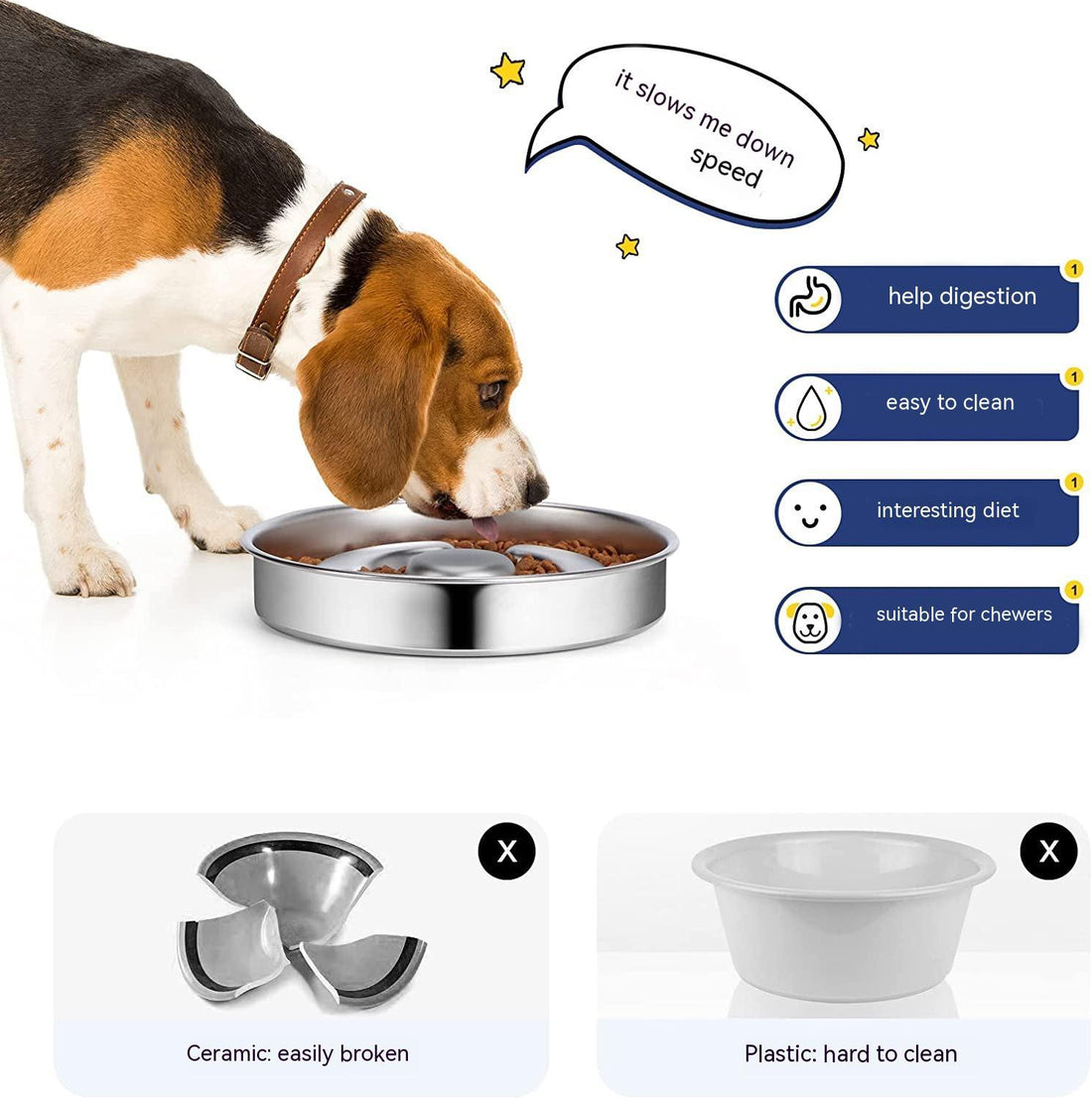 Stainless Steel Pet Slow Feeding Neck Support Bowl