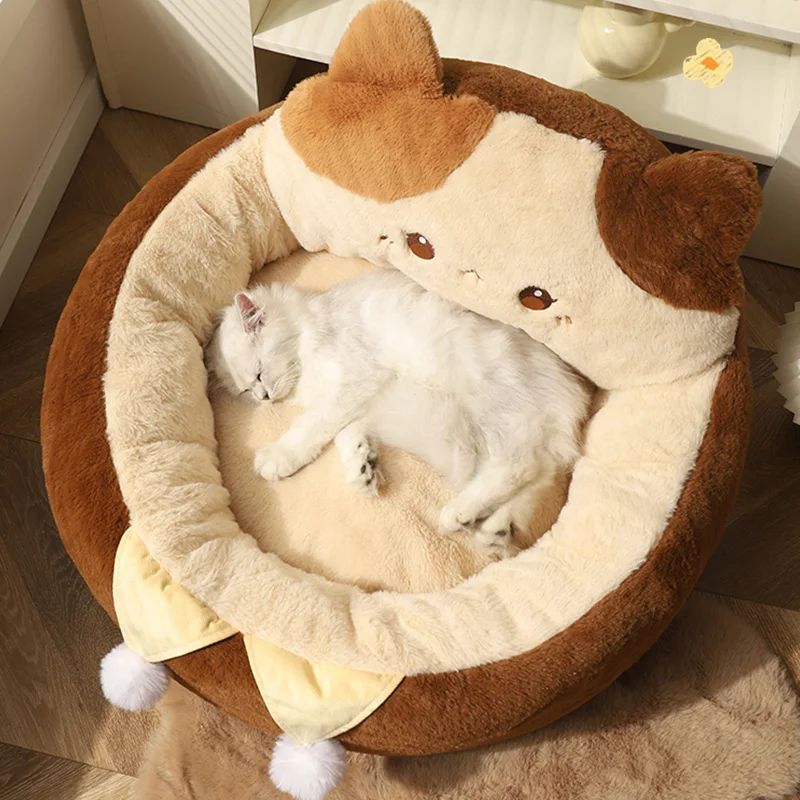 Round Plush Winter Warm Pet Sofa Bed Deep Sleep Cushion Mat