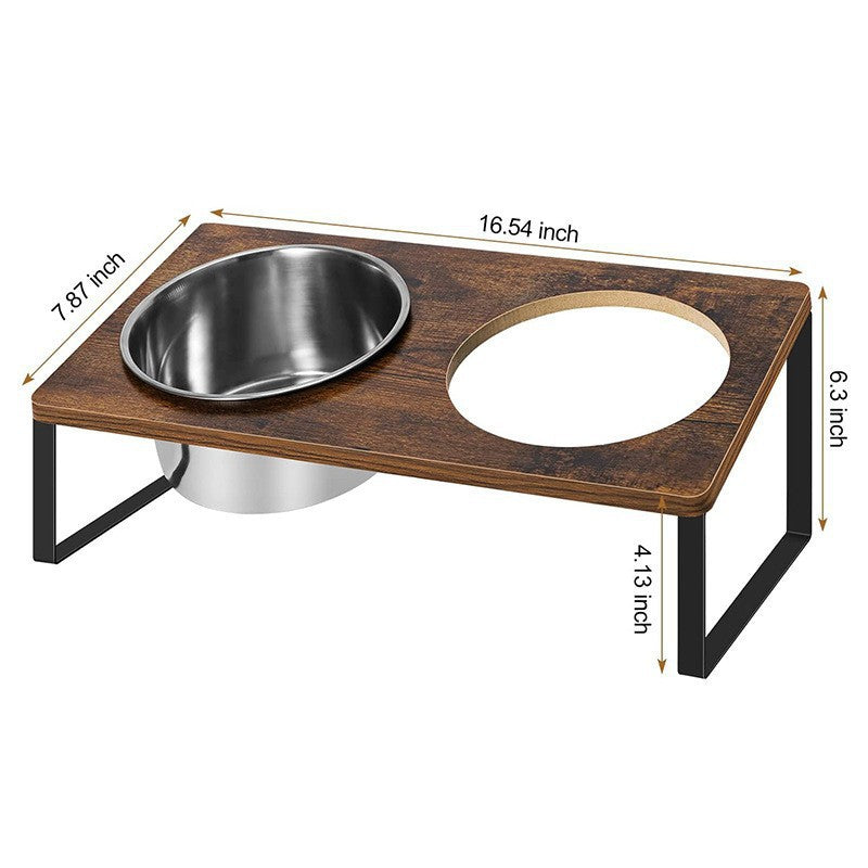 Wood Iron Pet Feeding Rack With Bowl Holder Stand