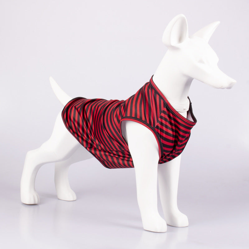 Pet Striped Crew Neck Tank Top Clothing Shirt