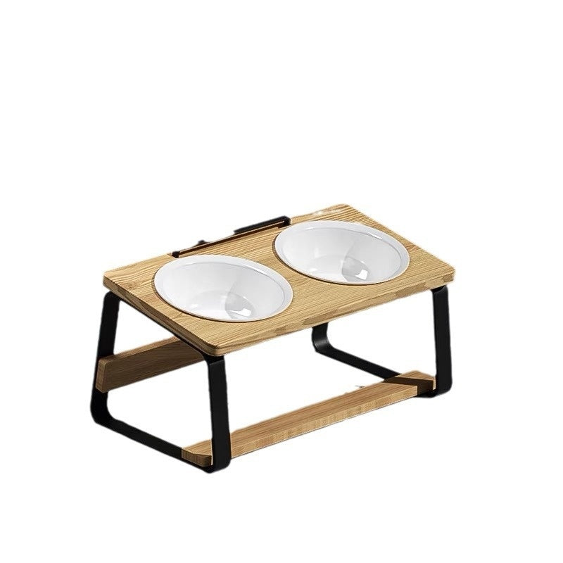 Double Ceramic Pet Feeding Water Bowl Cervical Support Holder
