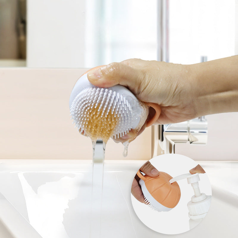 Silicone Pet Bath Brush Shampoo Dispenser Grooming Comb Tool