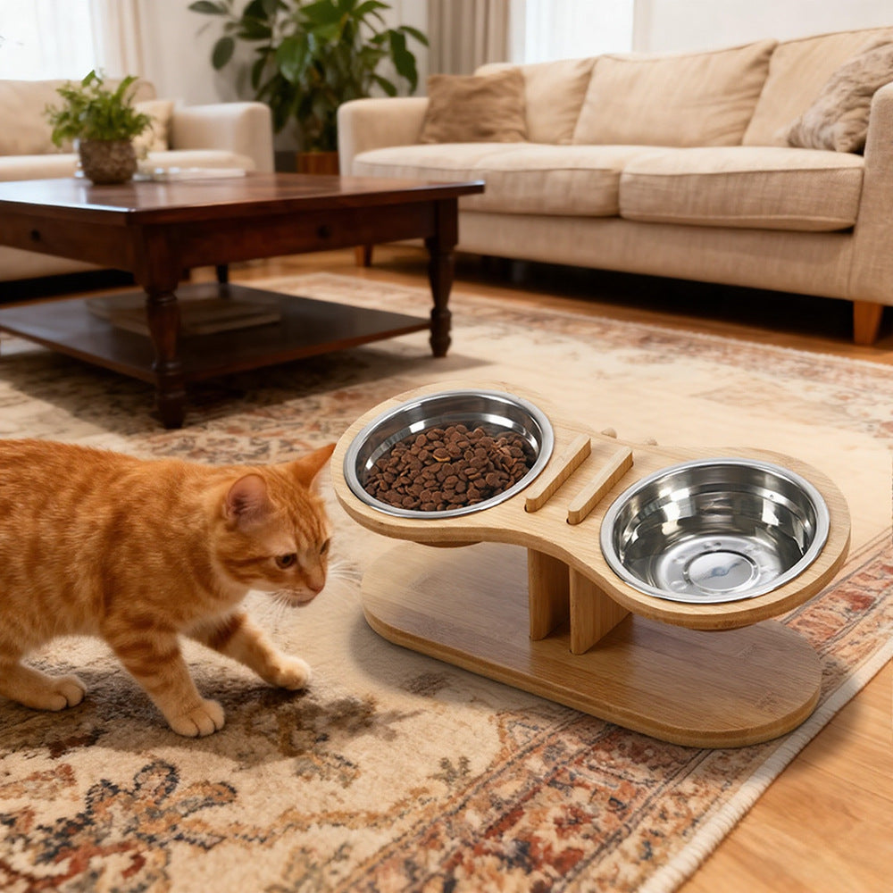 Adjustable Tilted Pet Feeding Stand Bowl Holder Rack