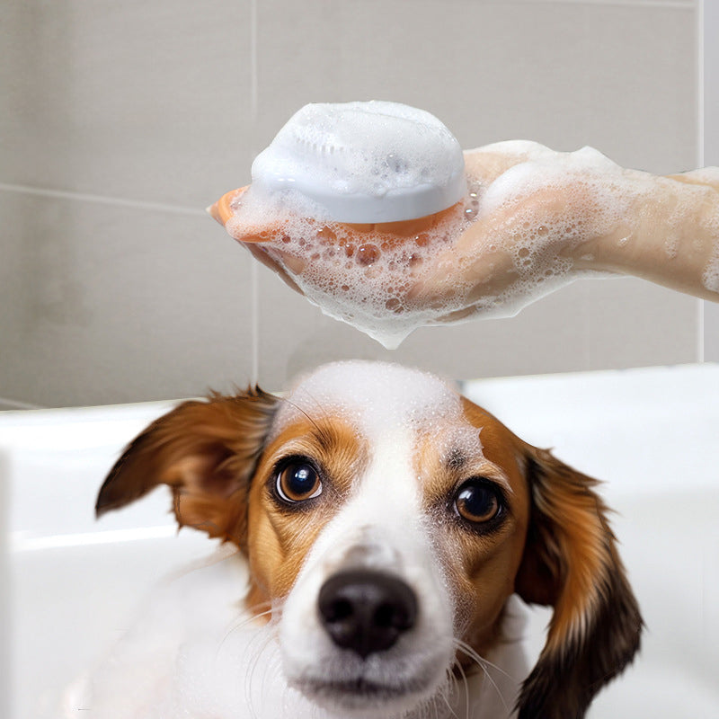 Silicone Pet Bath Brush Shampoo Dispenser Grooming Comb Tool