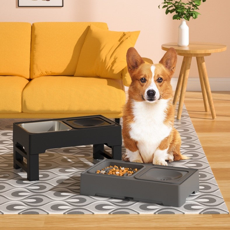 Adjustable Stainless Steel Pet Double Bowl Elevated Feeding Stand