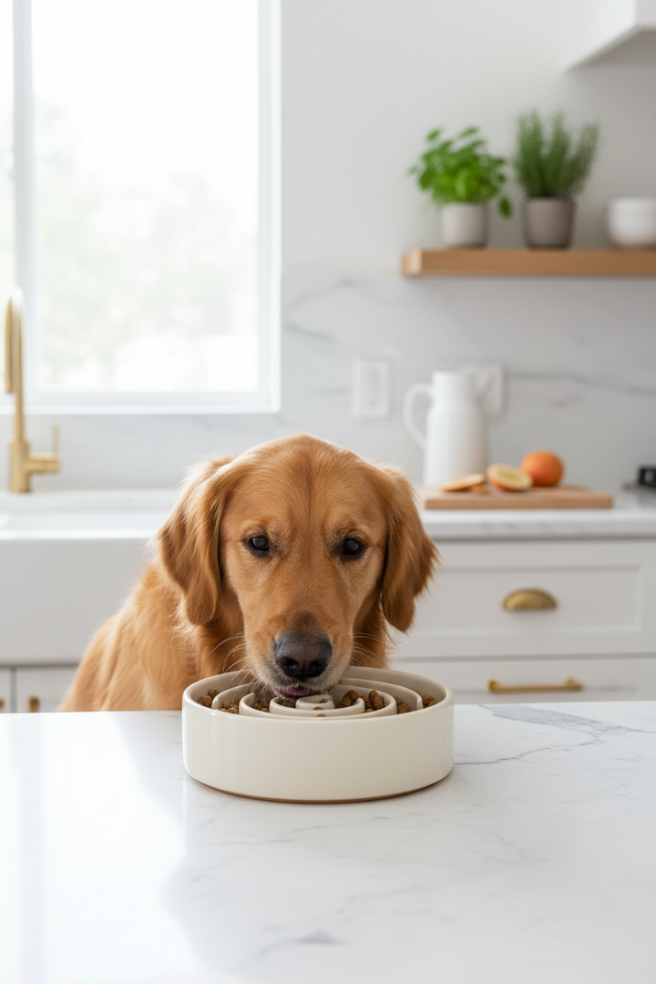 Stainless Steel Slow Feeder Dog Bowl – Neck Support Anti-Choke Dish
