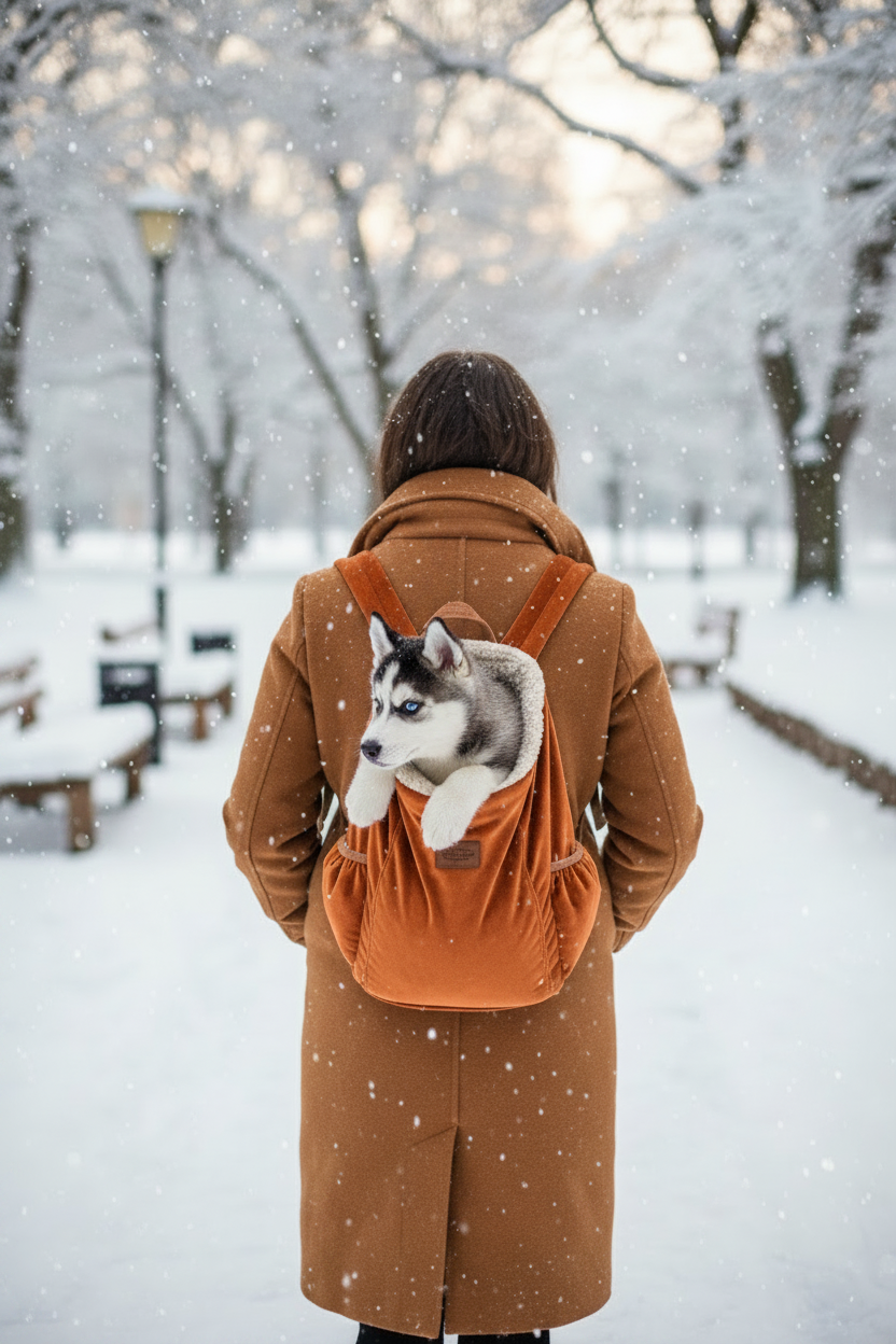 Winter Outdoor Pet Backpack Carrier – Warm Travel Bag for Cold Weather