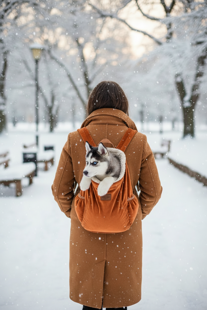Winter Outdoor Pet Backpack Carrier – Warm Travel Bag for Cold Weather